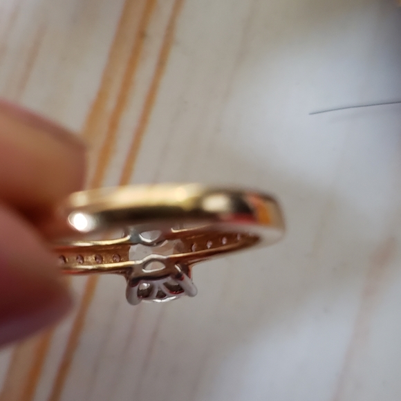 ❤Goldtone 925 Sterling Silver Ring with CZ Gemstone/ac - Picture 6 of 8